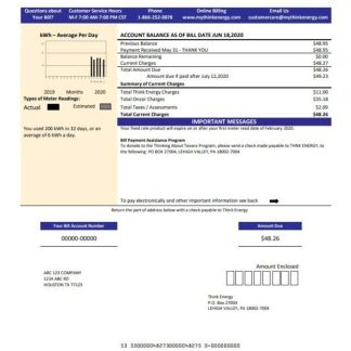 USA Think Energy utility bill template in Word and PDF format download template file