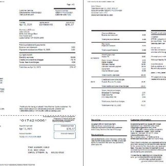 USA Time Warner Cable utility bill template in Word and PDF formats, 2 pages download template file