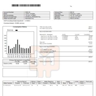 Canada Milton Hydro electricity bill Word and PDF template download template file