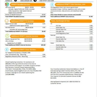 USA Utah Comcast utility bill template in Word and PDF format version 1 download template file