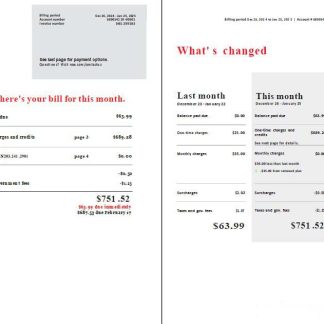 USA Verizon utility bill template in Word and PDF formats, 2 pages download template file