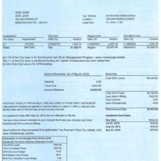 Canada Mississauga tax bill in PSD format download template file