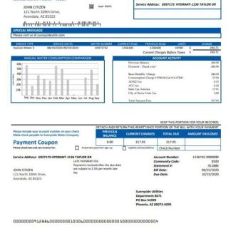 USA Washington Sunnyside Utilities water utility bill template in Word and PDF format download template file