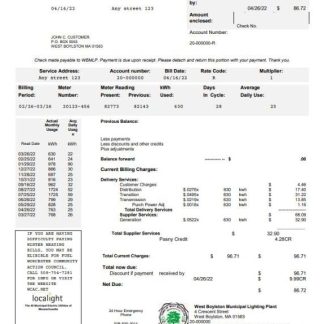 USA West Boylston utility bill template in Word and PDF format download template file