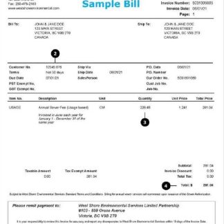 USA WEST SHORE utility bill Word and PDF template download template file