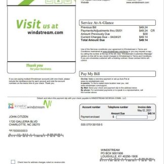 USA Windstream Holdings, Inc. utility bill template in Word and PDF format download template file