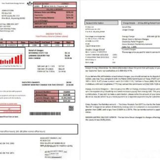 USA Wyoming High West Energy utility bill in Word anf PDF format (2 pages) download template file