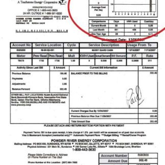 USA Wyoming powder river energy bill in PSD format download template file