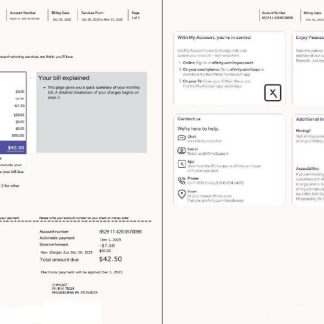 USA Xfinity utility bill template in Word and PDF formats, 3 pages, version 4, 1 2 pages download template file