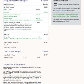 USA Xfinity utility bill template in Word and PDF formats, 3 pages, version 4, 3rd page download template file