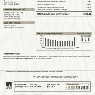 Canada PG&E energy bill in PSD format download template file