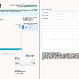 USA YES Energy Management utility bill template in Word and PDF formats, 2 pages download template file