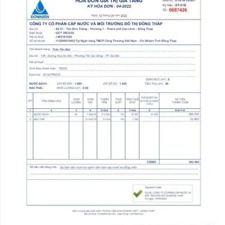 VIETNAM DOWASEN utility bill Word and PDF template download template file