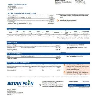 Croatia BUTAN PLIN d.o.o. gas utility bill download template file