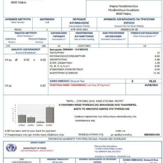 Cyprus water utility bill download template file