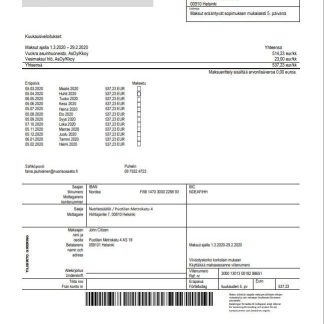 Finland Nuorisosäätiö Youth Foundation bill template in Word format download template file