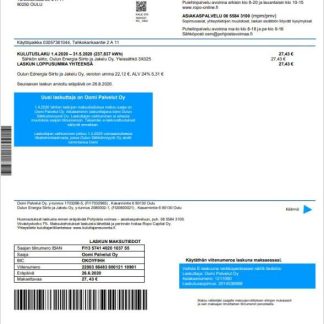 Finland Oomi Palvelut Oy electricity utility bill template in Word and PDF format download template file