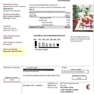 France Gaz de France Dolcevita utility bill download template file