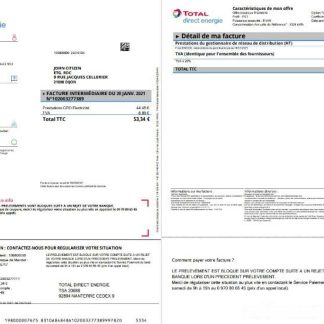 France Total Direct Energie utility bill download template file