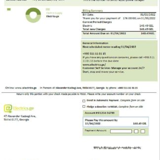 Georgia Electrics.ge electricity bill download template file