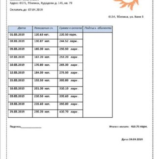 Georgia Telasi utility bill download template file