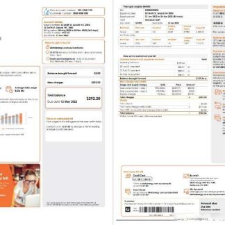 Australia Alinta Energy gas utility bill template in Word and PDF format, 2 pages download template file