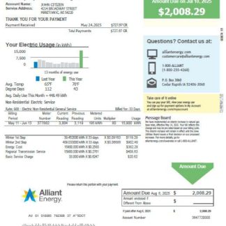 Australia Alinta Energy utility bill template in Word and PDF formats, version 3 download template file