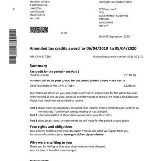 HM Revenue & Customs tax credits download template file