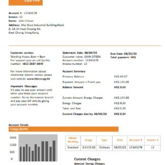 Hong Kong Energy Ltd utility bill download template file