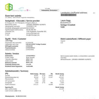 Hungary E2 utility bill, PSD format download template file
