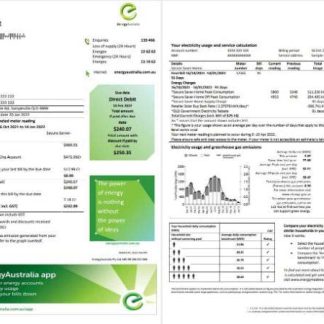 Australia Energy Australia electricity utility bill template in Word and PDF format, 3 pages 1 2 download template file