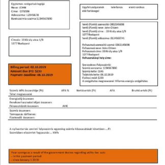 Hungary FIDESZ easy to fill utility bill download template file