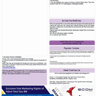 India Adani Gas utility bill template in Word and PDF formats, 3 pages, 3rd page download template file