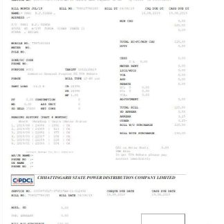 INDIA C PDCL utility bill Word and PDF template download template file