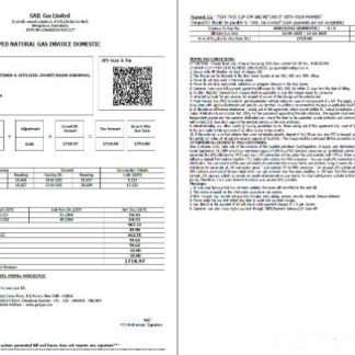 India Gail Gas Limited utility bill template in Word and PDF formats, 2 pages download template file