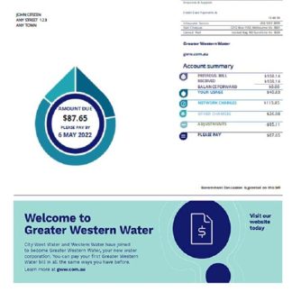 Australia Greater Western Water utility bill download template file