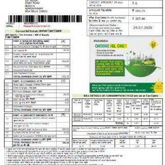 India Indraprastha Gas utility bill template in Word and PDF formats download template file