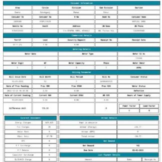 INDIA JHARKHAND BIJLI VITRAN NIGAM LTD. utility bill Word and PDF template download template file