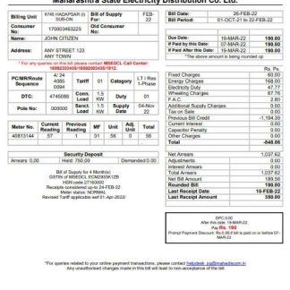 India Mahavitaran Co Ltd utility bill download template file