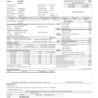 INDIA MPWZ utility bill Word and PDF template download template file