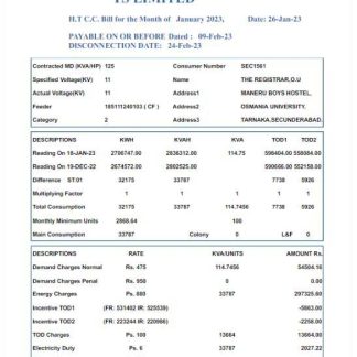 INDIA SOUTHERN POWER utility bill Word and PDF template download template file