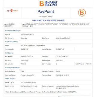 INDIA WEST BENGAL ELECTRICITY utility bill Word and PDF template download template file