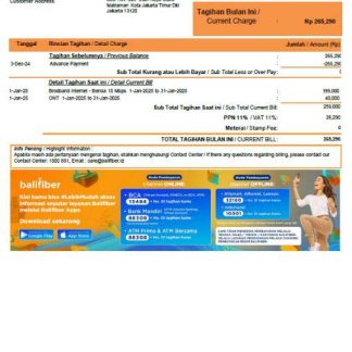 Indonesia Balifiber utility bill template in Word and PDF formats download template file