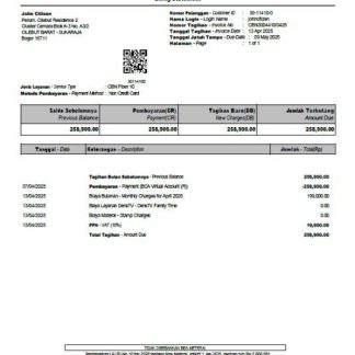 Indonesia Cyberindo Aditama utility bill template in Word and PDF formats download template file