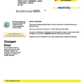Indonesia PLN electricity utility bill template in Word and PDF format download template file