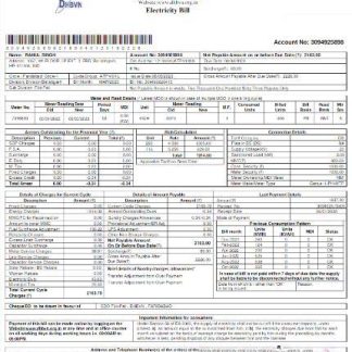 INIDA DHBVN utility bill Word and PDF template download template file