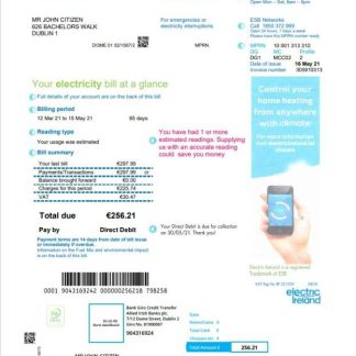 Ireland Electric Ireland utility bill download template file