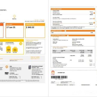 Australia New South Wales (NSW) Origin electricity utility bill template in Word and PDF format 1 2 download template file