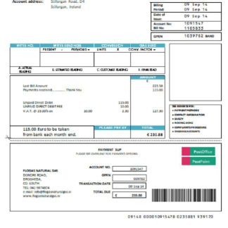 Ireland Flogas Natural Gas utility bill download template file