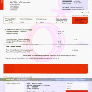 Ireland Meteor utility bill template fully editable in PSD format download template file